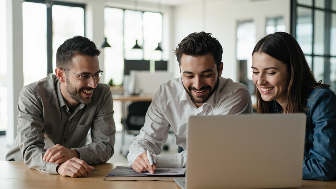 Marketing team reviewing criteria for choosing the best SEO companies in a bright modern office