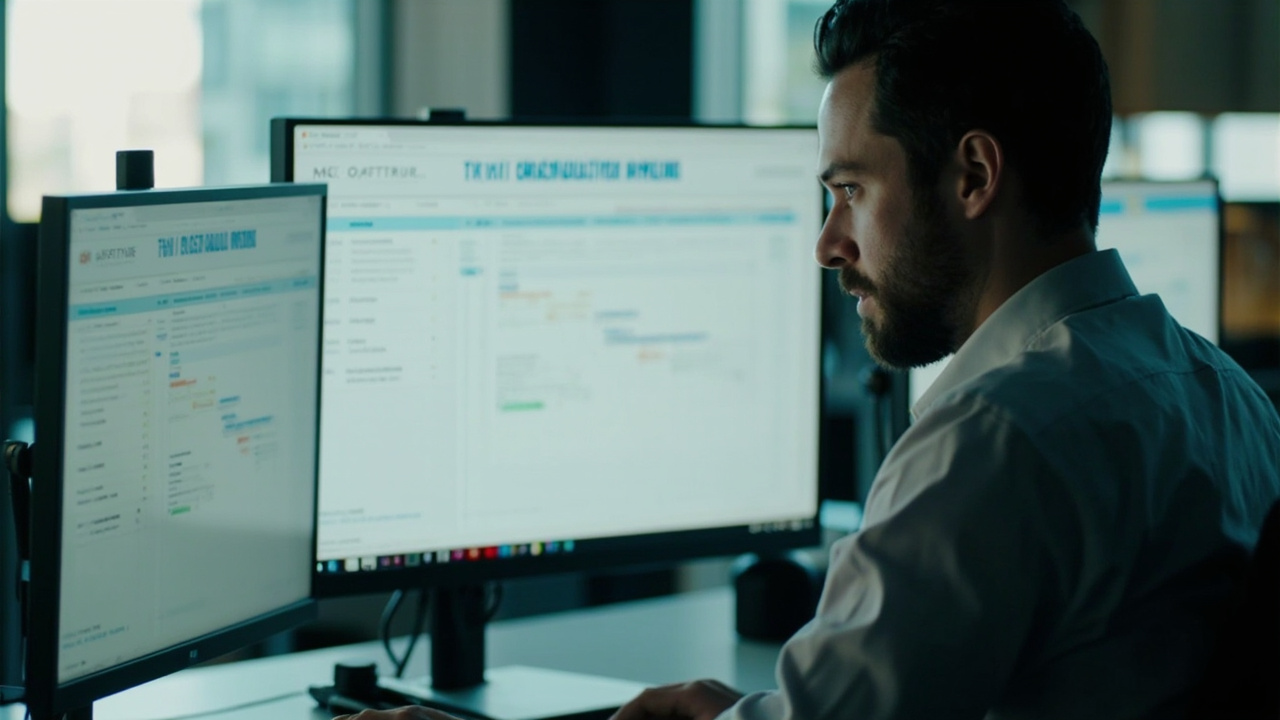 Professional building a cold lead generation and outbound system at a modern office desk