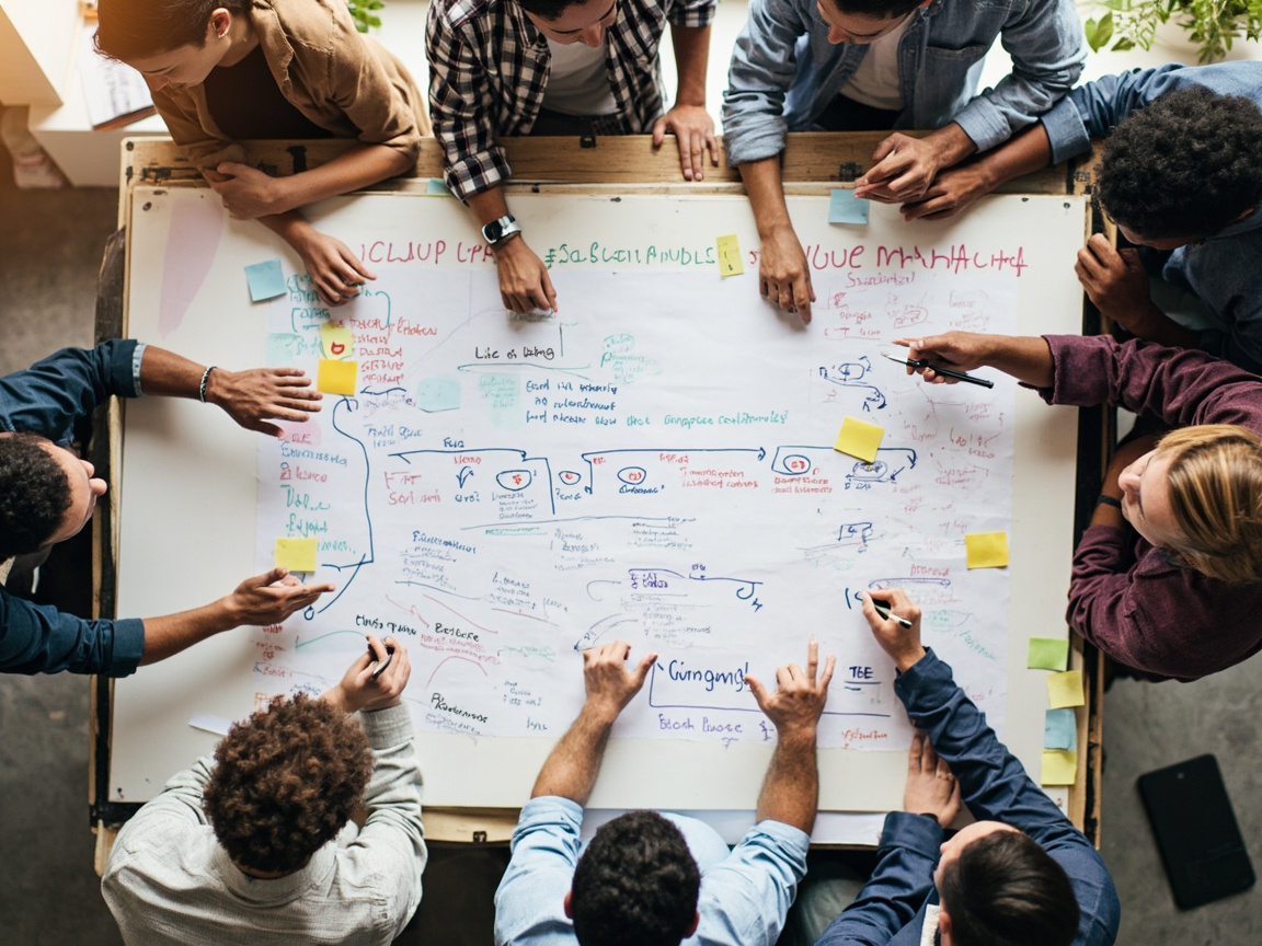 Agency team mapping out a multi-channel strategy for a client business