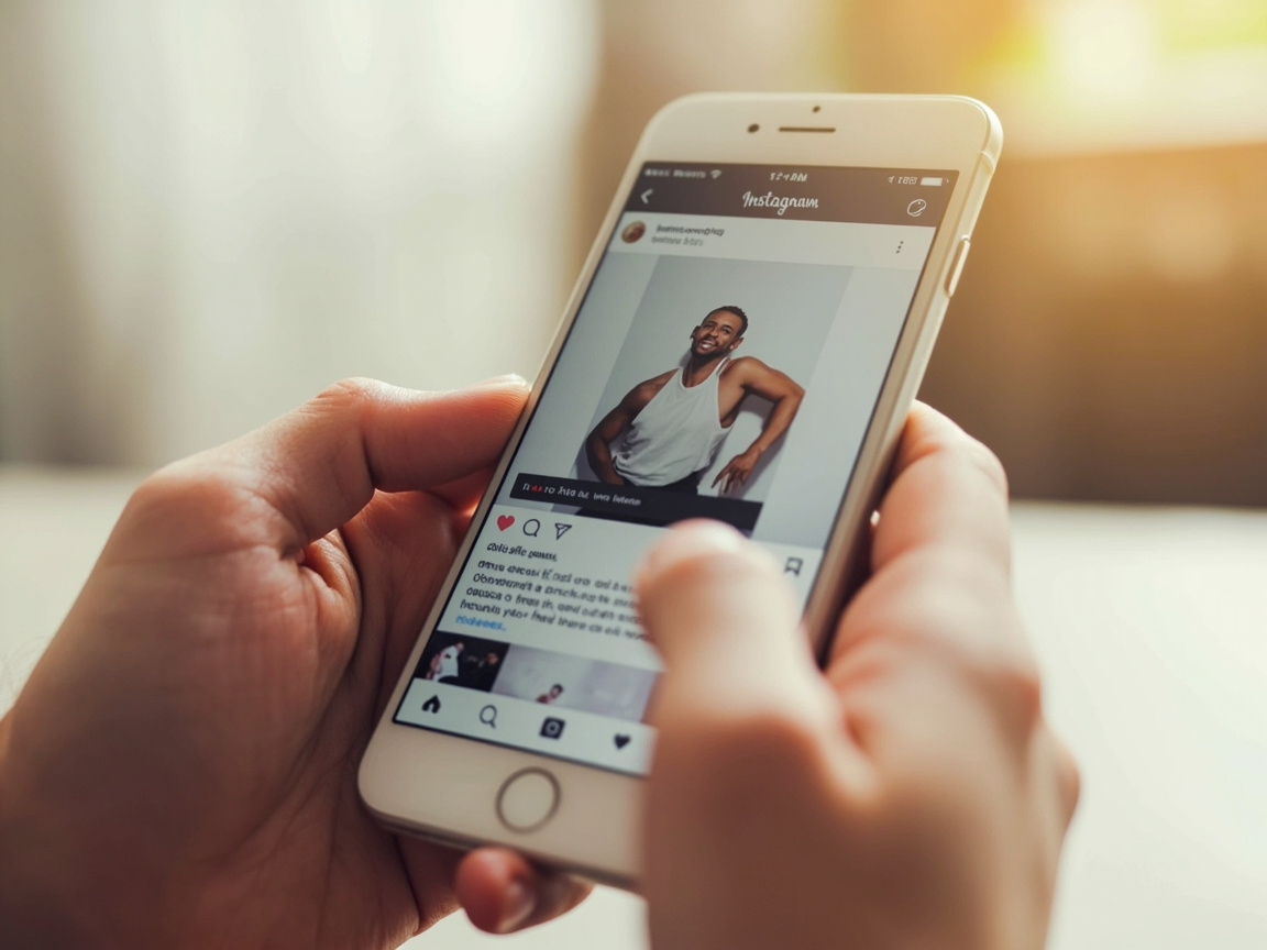 Smartphone displaying a Meta Ads Instagram sponsored post with a clear call-to-action button