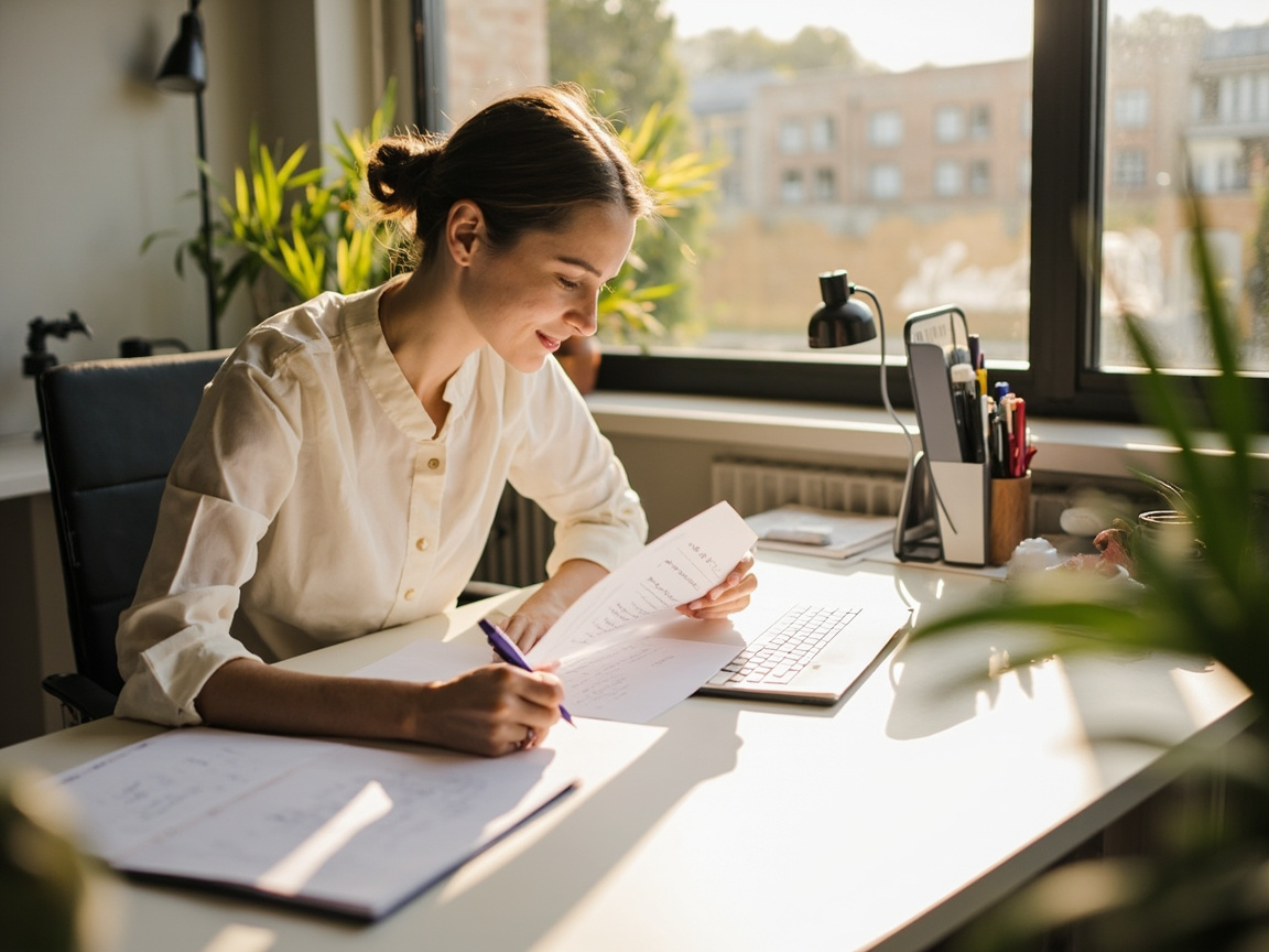 Business owner preparing goals and documents before onboarding with an SEO company near them